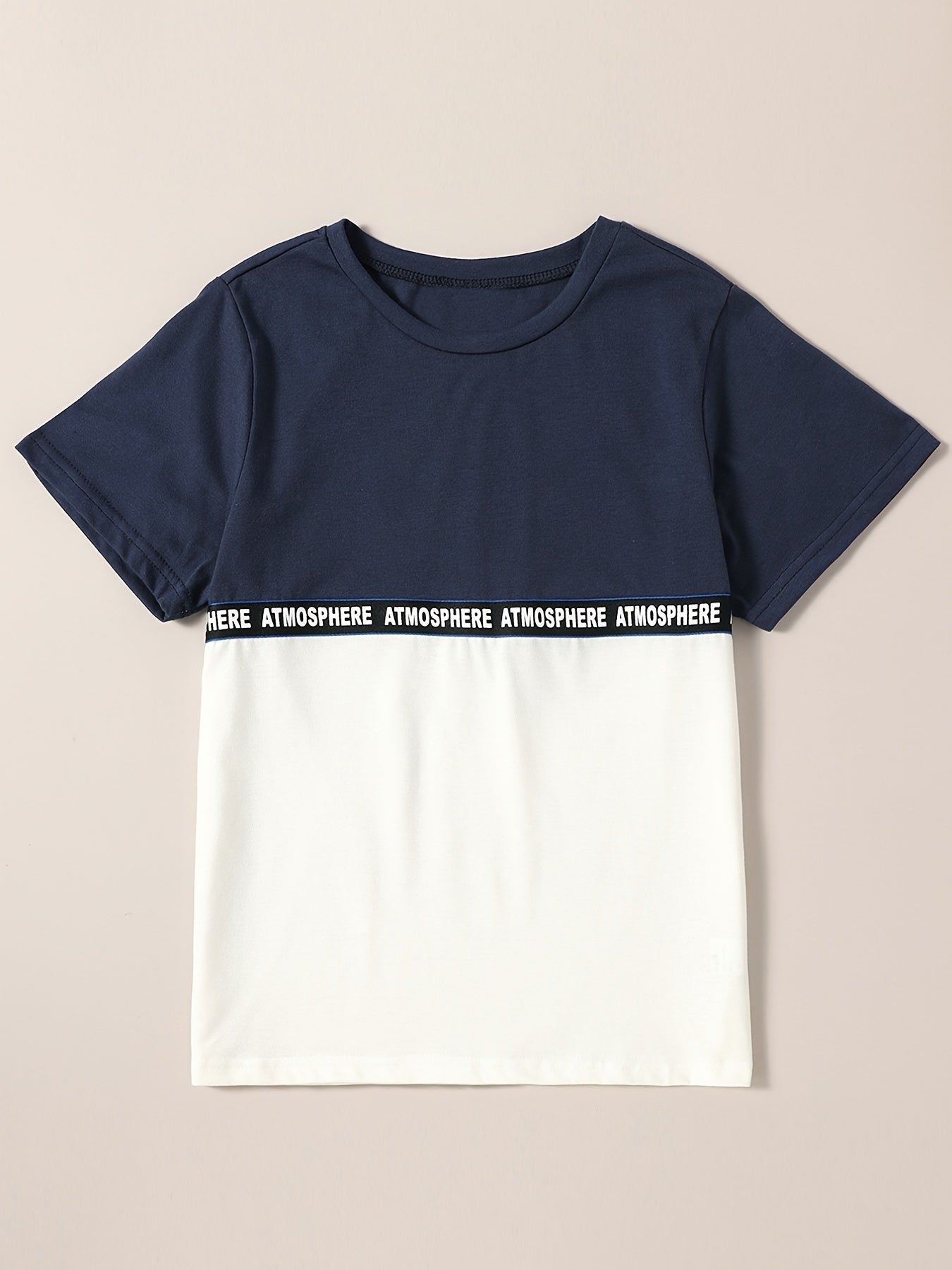 Boys Letter Block Outfit Shorts & T shirt Short Sleeves Crew Neck Casual Summer