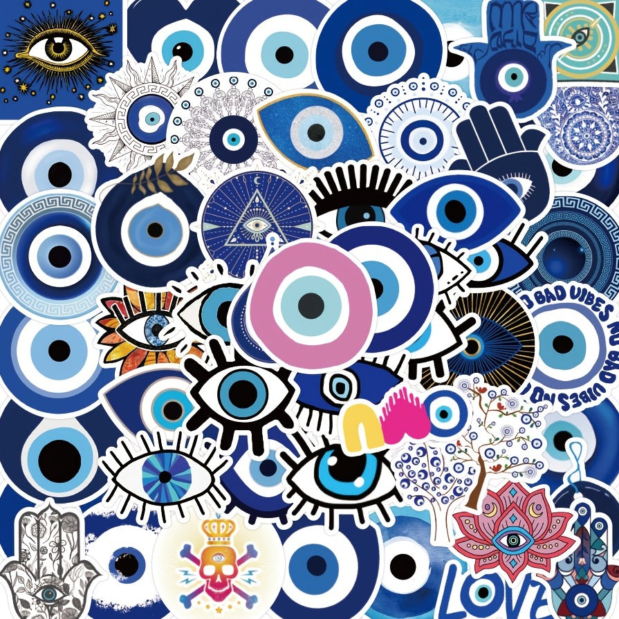 50pcs Evil Eye Doodle Waterproof Stickers for Laptop Water Bottles Travel Case