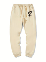 Palm Tree Pattern Casual Stretch Joggers Men's Sweatpants