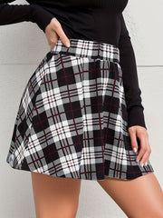 Plaid Print Mini Skirts Casual High Waist Women's Clothing