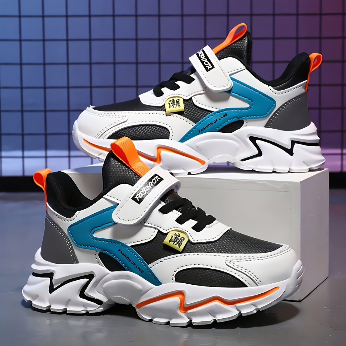 Kids Block Hook And Loop Sneakers with Letters Decoration