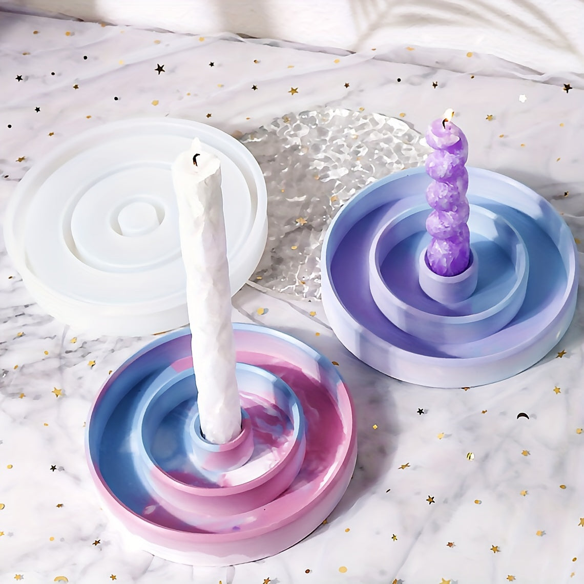 Round Aromatherapy Candle Holder Resin Mold DIY Candle Tray Accessories
