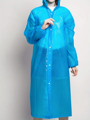 Reusable Adult Rain Poncho Hooded Waterproof Raincoat Women Stay Dry
