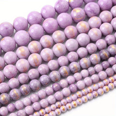 Purple Golden Jades Bead Natural Stone Beads 4-12mm 15''