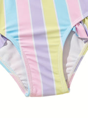 Girls Rainbow Graphic Swimwear Set Comfy Bathing Suit