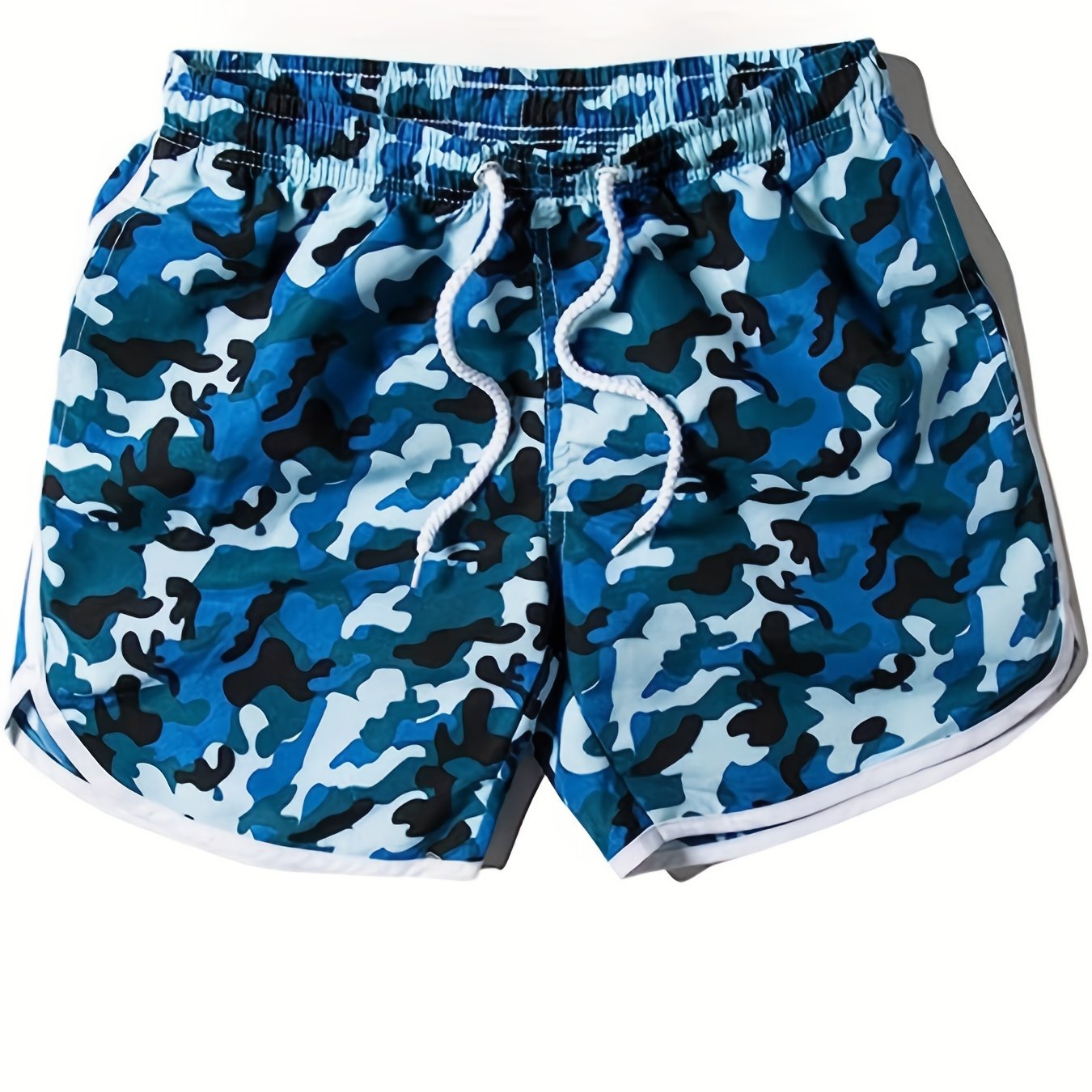 Camo Print Elastic Drawstring High Stretch Shorts