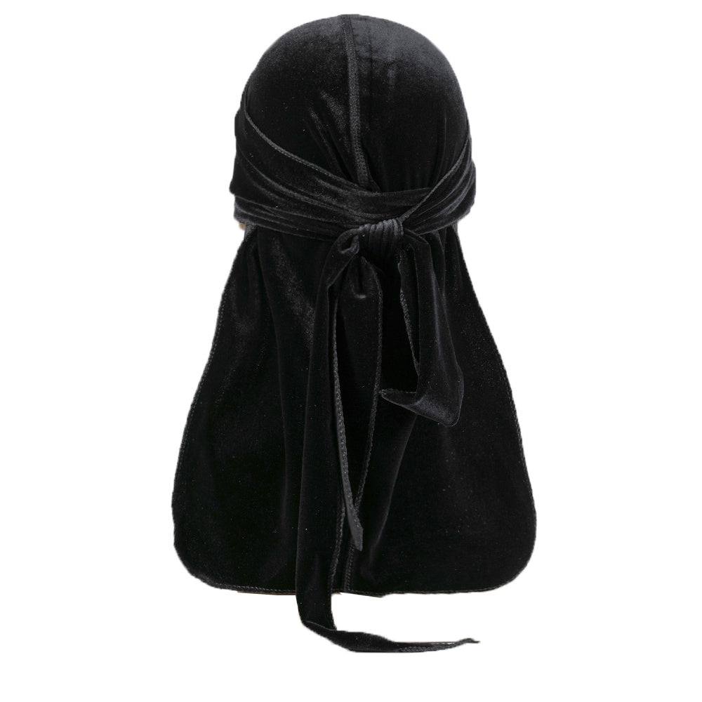 Velvet Solid Pirate Hat Men's Durag Polyester Long Tail Bandana