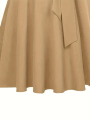 Solid Knot Front Midi Skirt