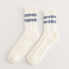 3 Pairs Striped Fuzzy Socks Mid Tube Women's Stockings & Hosiery