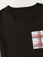 Plaid Print Pajama Set Short Sleeve Top & Shorts