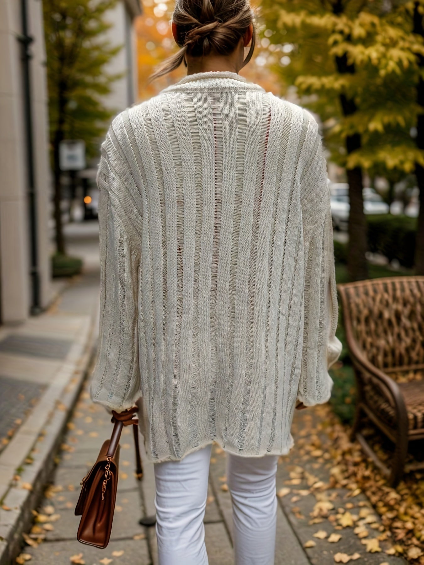 Sexy Sweater Women's Plus Stripe Hollow Out Long Sleeve V Neck
