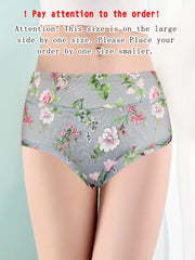 5 Pcs Women's Floral Print Bikini Panties Breathable Plus Size Lingerie