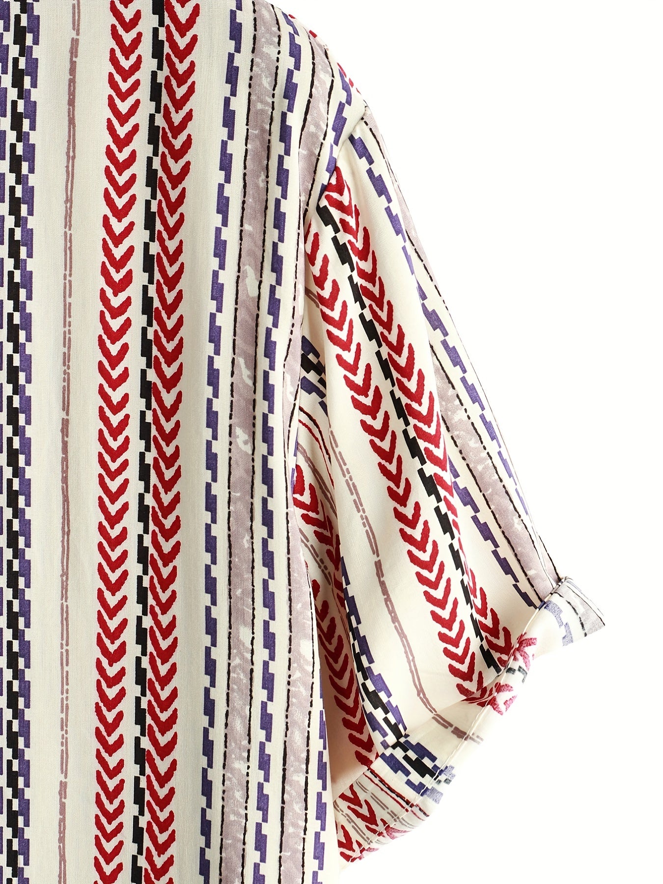 Men's Vintage Lapel Shirt Button Up Short Sleeve with Stripes & Graphics