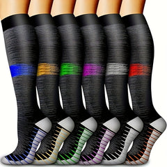 6 Pairs Copper Compression Socks for Men and Women - Circulation Support