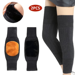 2pcs Winter Thickened Warm Knee Pads Wool Leg Sleeves Joint Protection