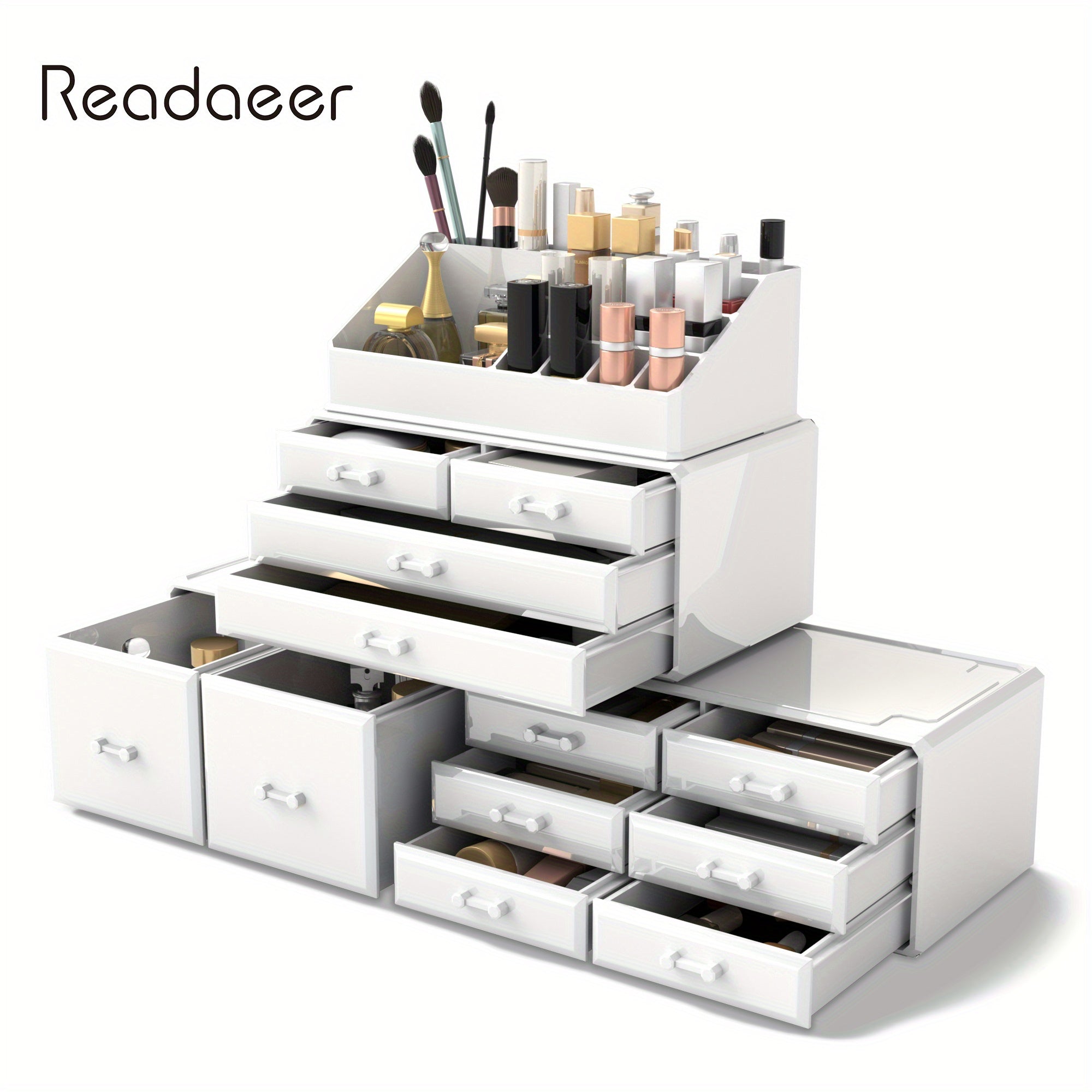 4 Layer Makeup Organizer with 12 Drawers Stackable Cosmetic Storage