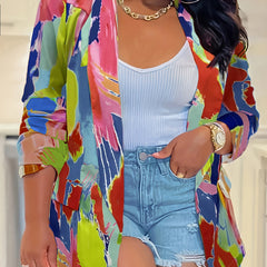 Graffiti Print Open Front Blazer
