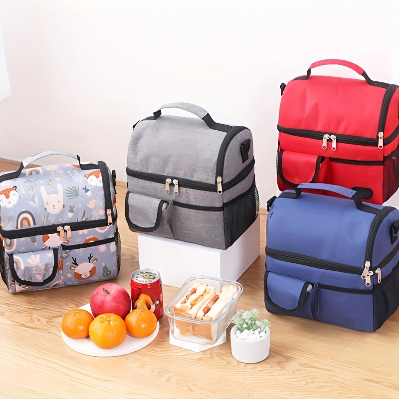 Outdoor Insulated Lunch Bag Double Layer Food Bag Camping Picnic