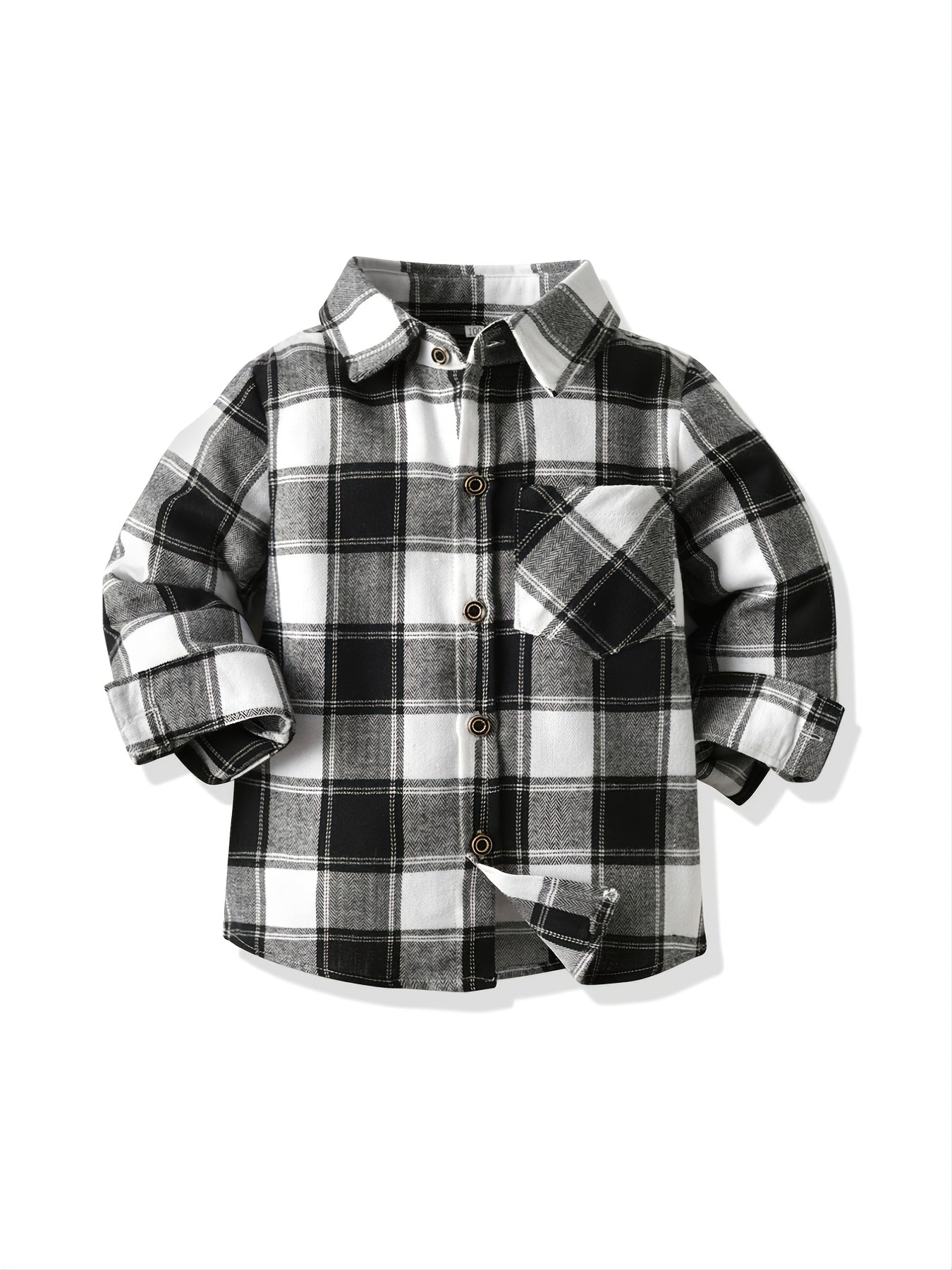 Baby Plaid Shirts Long Sleeve Button Down Blouse Tops For Boys And Girls