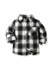 Baby Plaid Shirts Long Sleeve Button Down Blouse Tops For Boys And Girls