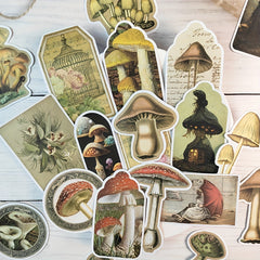 Vintage Mushrooms Nature Theme Scrapbook Stickers DIY Crafts