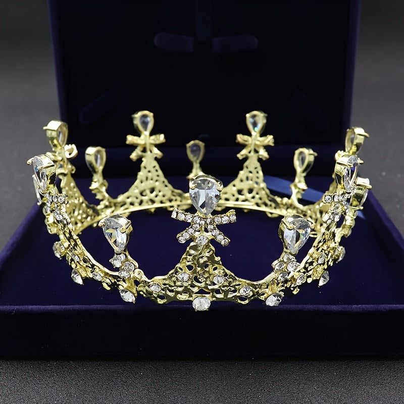 Round Zircon Crown Silvery Golden Hairband Headband