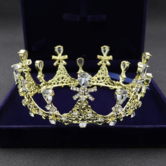 Round Zircon Crown Silvery Golden Hairband Headband