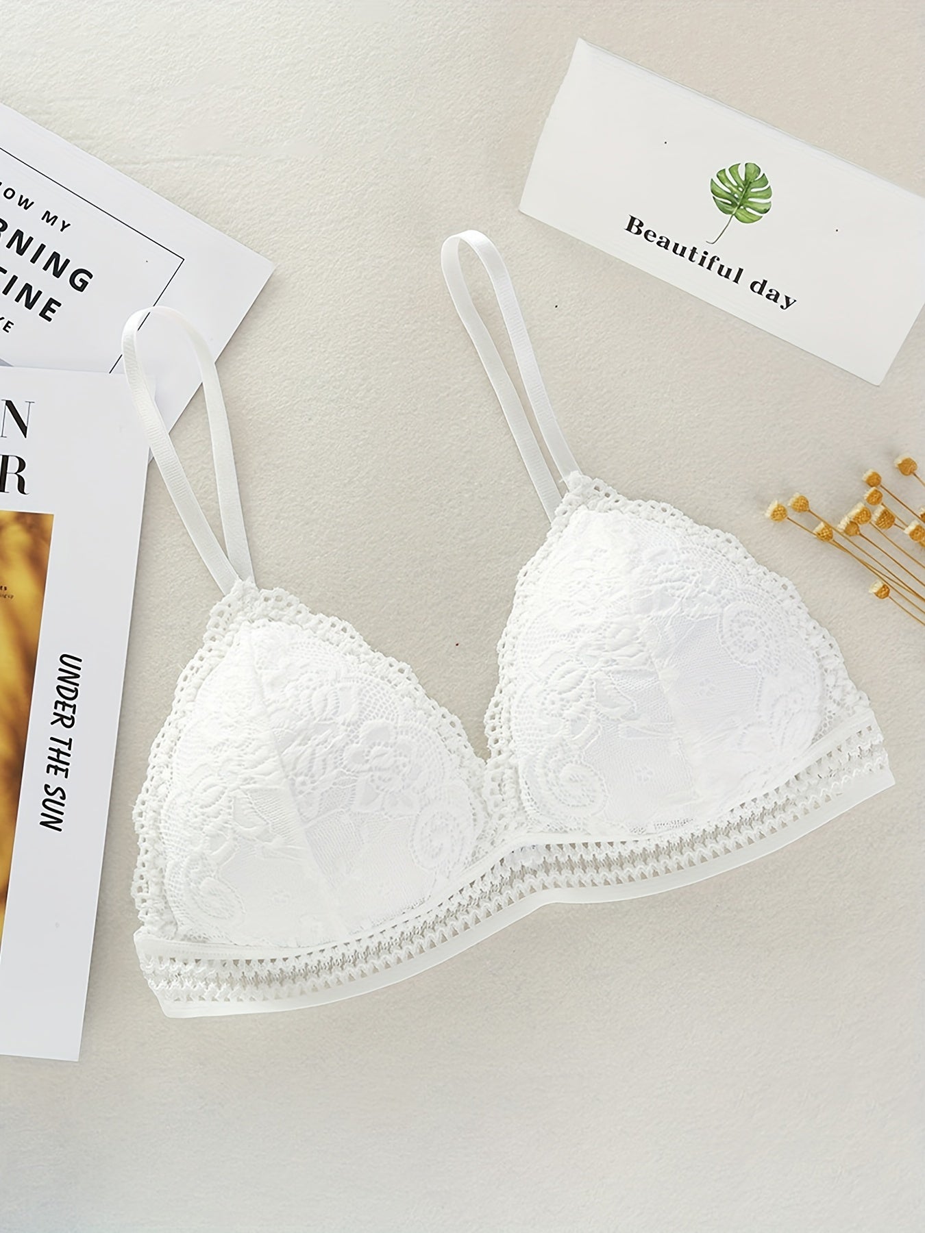 3pcs Girls Lace Camisole Bras No Steel Ring Soft Bralette Underwear