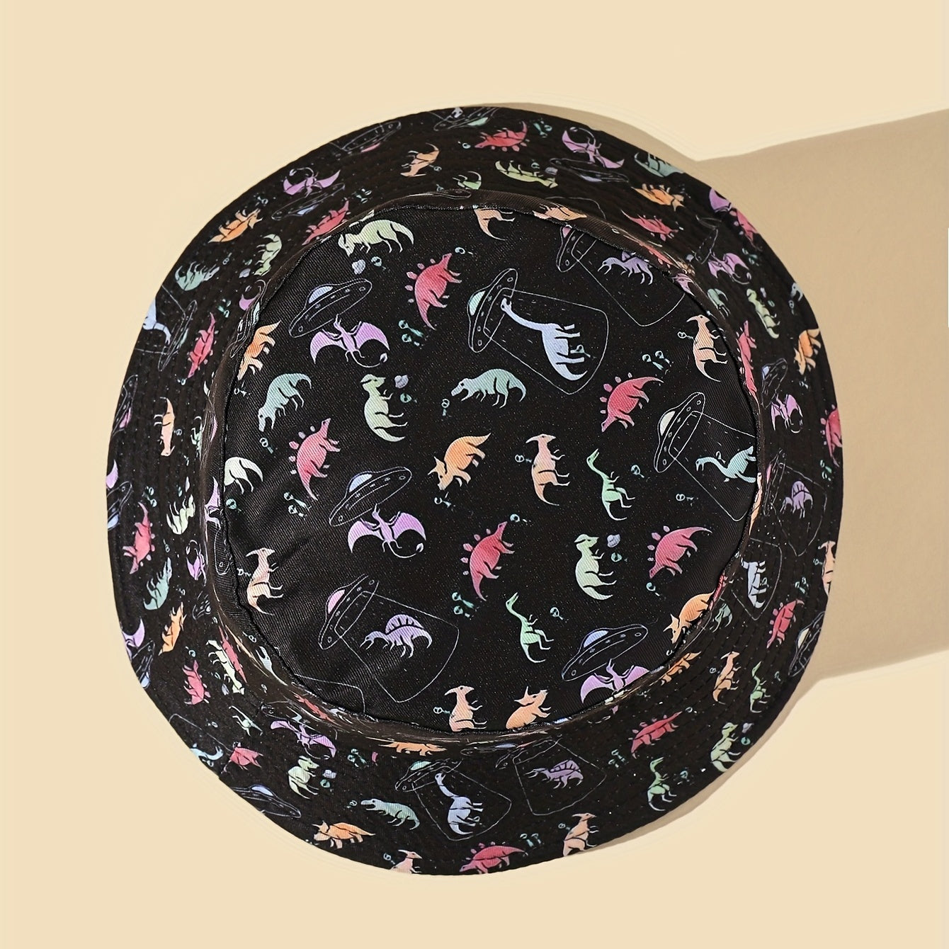 Dinosaur Print Reversible Bucket Hat Sunshade Cap Men Women
