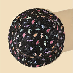 Dinosaur Print Reversible Bucket Hat Sunshade Cap Men Women