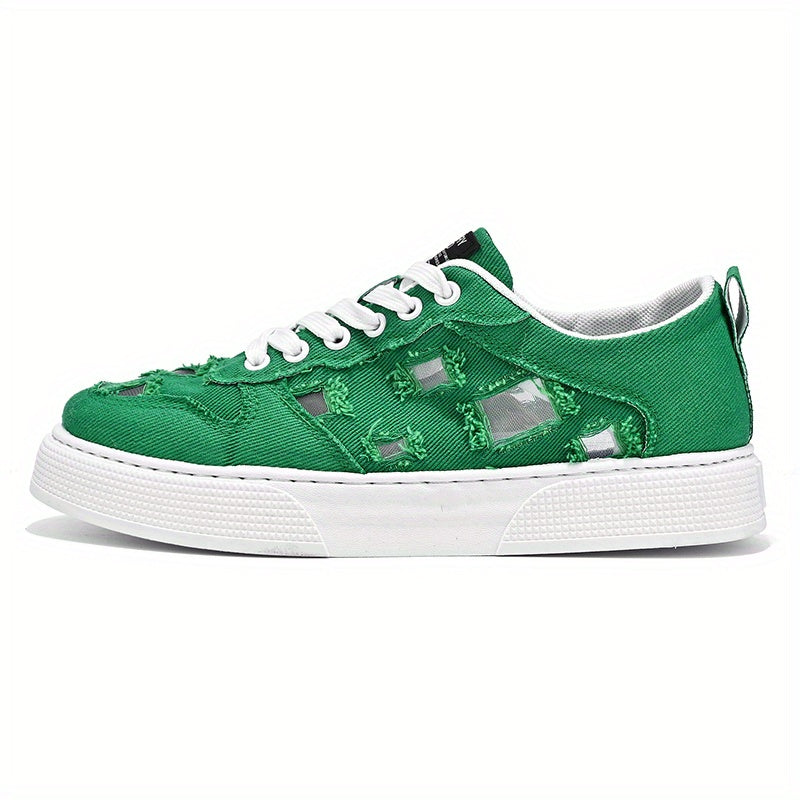 Men's Ripped Lace-up Sneakers Skate Shoes Good Grip