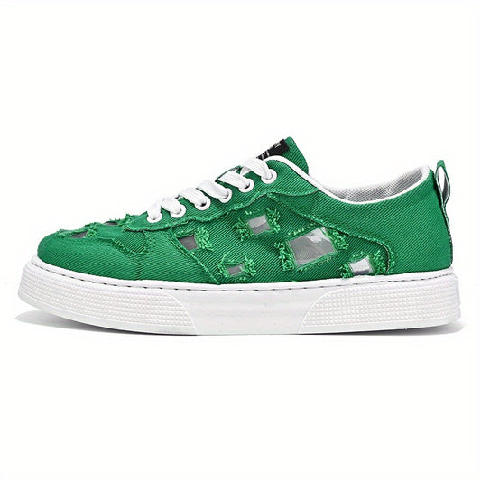Men's Ripped Lace-up Sneakers Skate Shoes Good Grip
