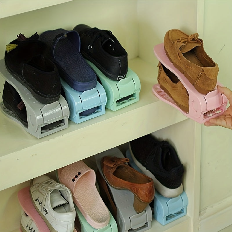 8pcs Pink Adjustable Shoe Racks Household Storage Organizer