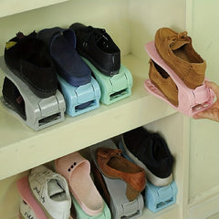 8pcs Pink Adjustable Shoe Racks Household Storage Organizer
