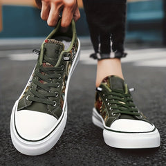Men's Graphic Canvas Sneakers Casual Walking Shoes