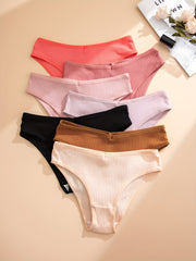 7pcs Ribbed Briefs Stretchy Intimates Panties Women's Lingerie