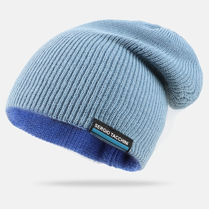Winter Soft Beanie Hat Solid Warm Double Sided Wearable Unisex
