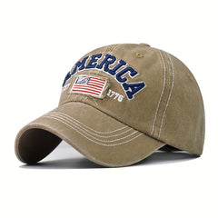 Vintage America Flag Baseball Cap Distressed Washed Sun Hat