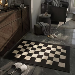 Checkered Floor Mat 59x40 Non-slip Minimalist Style Carpet