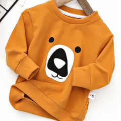 Boys Bear Print Sweatshirt Autumn Winter
