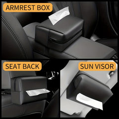 Car Armrest Box Tissue Holder Sun Visor Back Seat PU Leather Mask Holder