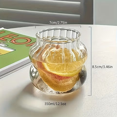 Unique Glass Water Cup Vertical Stripe Fruit Tea Cup for Outdoor Camping