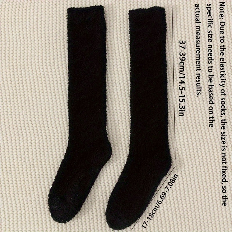 Coral Fleece Thigh High Socks for Men or Women Over The Knee Thick Stockings
