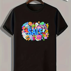 Pattern Print Men's Comfy Sports T-shirt Graphic Tee for Outdoor Fitness