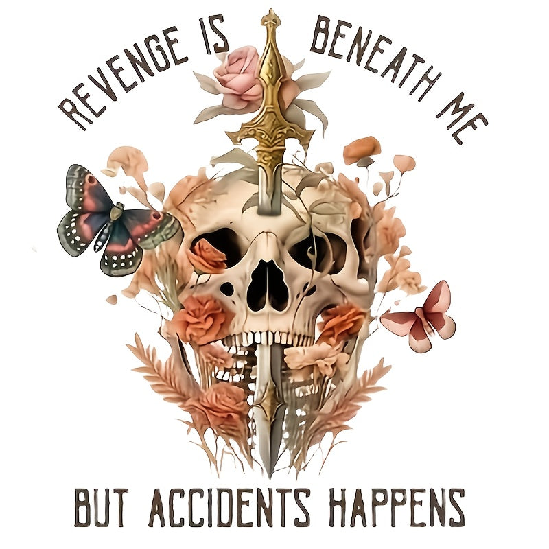 Revenge is Beneath Me Iron On Patch with Floral Accents