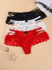 Women's Plus Size Bow Panties Thongs Set
