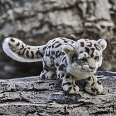 Realistic Snow Leopard Plush Toy 11.8in Faux Wildlife Stuffed Animal Soft Flanne