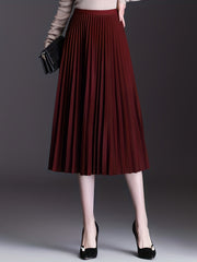 High Waist Pleated Skirts Midi Women's Clothing