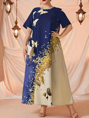 Glitter Butterfly Print Maxi Dress