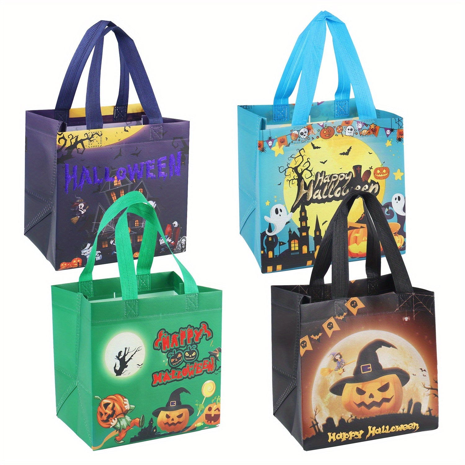 4pcs Halloween Trick Or Treat Bags Small Tote Bags With Handles